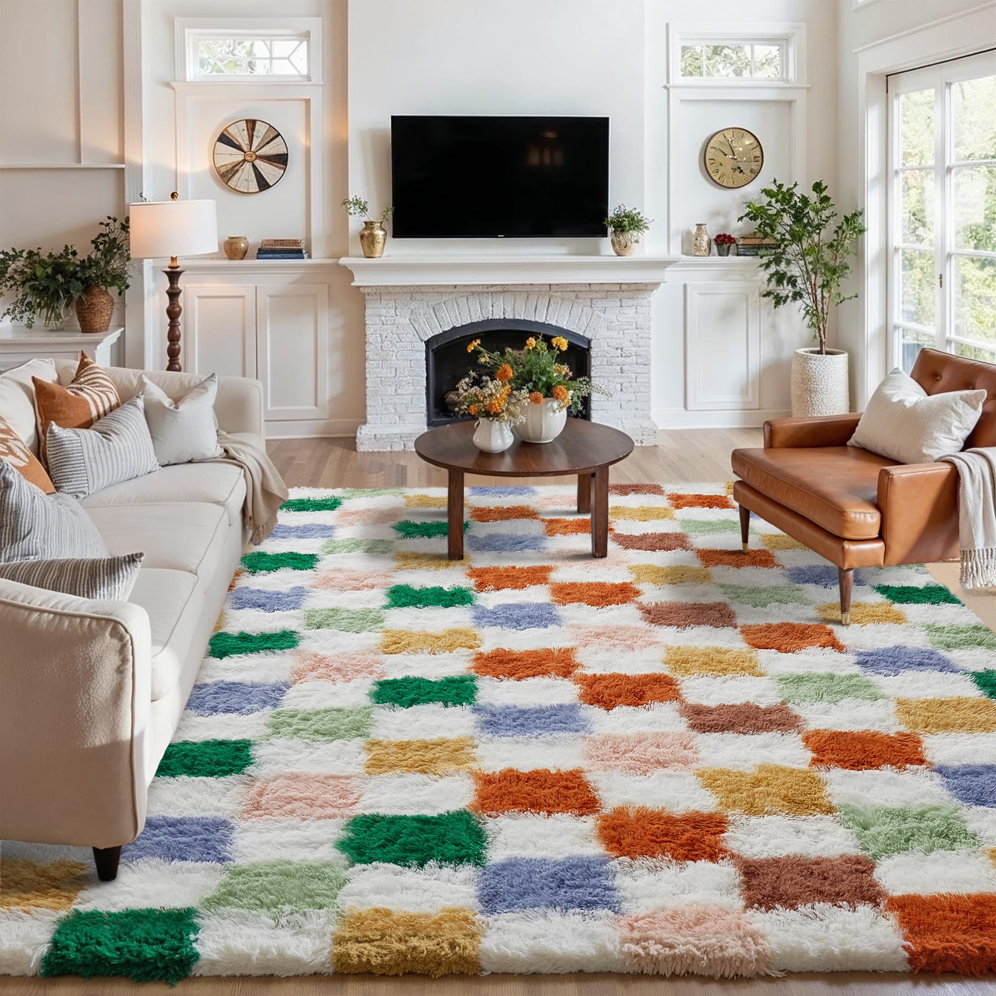 Amazon.com: PureCozy Checkered Rug 6x9 for Living Room, Modern